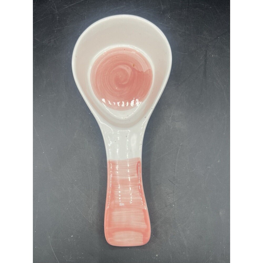 Boston Warehouse Gradient Pink Ceramic Spoon Rest Kitchen Utensil Holder 10”